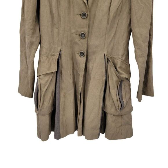 CAbi Sz XS Treasure Hunter Brown Flared Long Button Trench Coat Womens Jacket - Picture 5 of 11